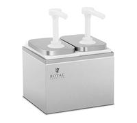Royal Catering Dispensador De Salsas Dosificador Para Mostaza Kétchup RCDI-4L (Acero inoxidable/PP, Volumen total: 4 L, 3 dosificadores, 2 x 2 L)