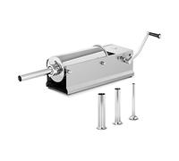 Royal Catering Embutidora Manual Horizontal Máquina De Embutira RC-SFV5L (Capacidad de llenado: 5 L, Cilindro: Ø 14 cm, 4 Boquillas incluidas, 2 velocidades)