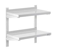 Royal Catering Estante de Pared, Acero Inoxidable, 2 Baldas, 30 x 60 cm | Metálico, para Cocina, Estantería, Capacidad 40 kg