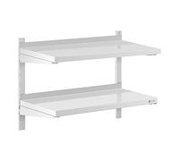 Royal Catering Estante de Pared, Acero Inoxidable, 2 Baldas, 40 x 80 cm | Estantería para Cocina, Metálico, Capacidad 40 kg