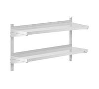 Royal Catering Estante De Pared Metálico Estantería para Cocina RCWR-1000.3 (Montaje a Pared, Capacidad: 40 kg, Acero Inoxidable, 2 baldas, 30 x 100 cm)