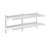Royal Catering Estante De Pared Metálico Estantería Para Cocina RCWR-1400.4 (Capacidad: 40 kg, Acero Inoxidable, 2 baldas, 40 x 140 cm)