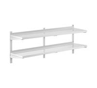 Royal Catering Estante De Pared Metálico Estantería para Cocina RCWR-1600.4 (Capacidad: 40 kg, Acero Inoxidable, 2 baldas, 160 x 40 cm)