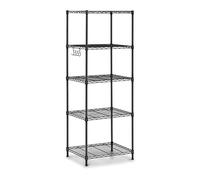 Royal Catering Estantería De Metal Estante Metálico RCMR-1500P19T (55 x 45 x 149,5 cm, Capacidad de carga total: 150 kg, 5 estantes, 4 ganchos, Negro)
