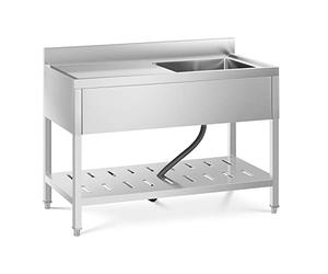 Royal Catering Fregadero Industrial de Cocina con Gran Capacidad RCSSS-120X60-S (Acero inoxidable, Dimensiones del mueble: 120 x 60 cm, 1 cubeta de 49 x 42 x 24,5 cm)