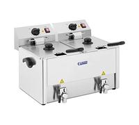 Royal Catering Freidora doble de acero inoxidable (capacidad 2 x 13 L, 2 x 3250 W, 230 V, termostato E.G.O. con grifo, incluye 2 cestas con tapa)