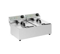 Royal Catering Freidora Industrial Profesional Rcef-10Dy-Eco (Doble con Doc Cestas 2 X 10 Litros, 2 X 3.200 W, 230 V, Termostato, Acero Inoxidable)