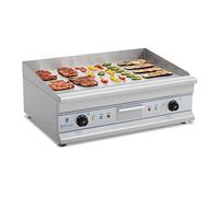 Royal Catering Fry Top Eléctrico Doble RCG 75 (75 cm, Liso, 2 x 3.200 Watt, Protección Contra Salpicaduras, Sistema Recoge Grasas)