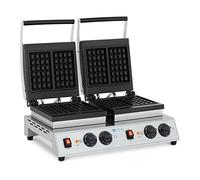 Royal Catering Gofrera Rectangular Máquina de Waffles RC-WMDS01 (Dimensiones: 170 X 100 mm, Potencia: 2 x 1.500 W, Temporizador: 1-5 min)