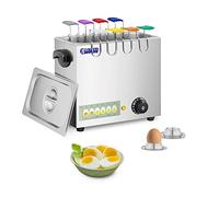 Royal Catering Hervidor Cocedor de huevos eléctrico RCEB-8T (2600 W, Acero inoxidable, Para 8 huevos, 8 cucharas con distintos colores, Incluye 4 vasos)