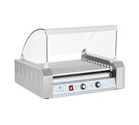Royal Catering Máquina Asador de perritos calientes RCHG-11E (11 Rodillos, 20 Salchichas, 1850 W, 230 V, 2 Zonas calentadoras individuales, 58,2 x 48 x 42,5 cm, Acero inox)
