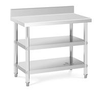 Royal Catering Mesa de acero inoxidable para cocina RCAT-100/60-SPS3SH (Acero inoxidable, Capacidad de carga: 500 kg, 100 x 60 x 16.5 cm)