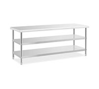 Royal Catering Mesa de Acero Inoxidable para Hostelería RCAT-200/70-PS3SH (Acero inoxidable, Capacidad de carga: 500 kg, 200 x 70 cm)