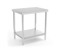 Royal Catering Mesa De Acero Inoxidable para Hostelería RCAT-80/60-NW (Superficie de Trabajo de 80 x 60 cm, 2 Niveles, Capacidad de Carga de 250 kg)