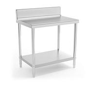 Royal Catering Mesa De Acero Inoxidable Para Hostelería RCAT-90/60-N (Superficie de trabajo de 90 x 60 cm, Con antisalpique, Capacidad de carga de 250 kg)