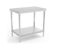 Royal Catering Mesa De Acero Inoxidable Para Hostelería RCAT-90/60-NW (Superficie de trabajo de 90 x 60 cm, 2 niveles, Capacidad de carga de 250 kg)