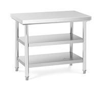 Royal Catering Mesa De Acero Inoxidable para Hostelería RCWT-100X60-3L-E (Capacidad de Carga: 500 kg, Superficie de 100 x 60 cm, 3 Niveles, Acero Inoxidable)