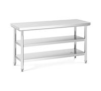 Royal Catering Mesa De Acero Inoxidable para Hostelería RCWT-150X60-3L-E (Capacidad de Carga máx.: 500 kg, Superficie de Trabajo: 150 x 60 cm, 3 Niveles)