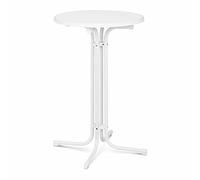 Royal Catering Mesa De Bar para Gastronomía RC-BIS70FW (Ø 70 cm, Altura: 110 cm, Plegable, Acabado Robusto, Color Blanco)