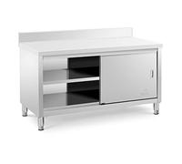 Royal Catering Mueble Neutro en Acero Inoxidable Armario RCSSCB-150x70-E-B (150 x 70 x 85 cm, con antisalpique, 600 kg de Capacidad de Carga)