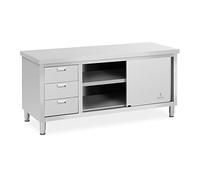 Royal Catering Mueble Neutro en Acero Inoxidable Armario RCSSCB-180X70-S (Capacidad: 600 kg, Superficie de trabajo: 180 x 70 cm, 2 puertas correderas)