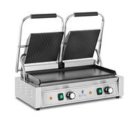 Royal Catering Parrilla de Contacto Plancha RCPKG-3600-M (Potencia: 3.600 W, Superficie: Ondulada + lisa, Temperatura de funcionamiento: 50-300 °C)