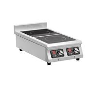 Royal Catering Placa de inducción 2 x 28 cm, 10 niveles de potencia, 2 x 3500 W, 400 V hasta 2 x 25 kg, temporizador 0-24 h, funciones de protección múltiple, placa de inducción, cocina de inducción