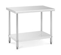 Royal Catering RCAT-100/60 Mesa de Trabajo Acero Inoxidable (100 x 60 cm, Dos superficies, Pies regulables, Capacidad de carga: 400 kg)