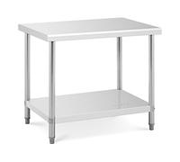 Royal Catering RCAT-100/70 - Mesa de Trabajo (Acero Inoxidable, 100 x 70 cm, 1 Bandeja de Trabajo y 1 Estante, hasta 400 kg, Patas Regulables en Altura, Acero Inoxidable)
