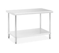 Royal Catering RCAT-120/70-NW Mesa de Trabajo de Acero Inoxidable (120 x 70 cm, Capacidad de Carga 250kg, Pies Ajustables, Acero Inoxidable)