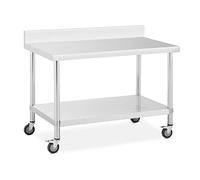 Royal Catering RCAT-120/70-WS - Mesa de trabajo con ruedas y bordes redondeados, 70 x 120 cm, 158 kg, con ruedas, mesa de trabajo sobre ruedas