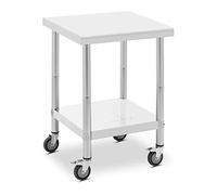 Mesa de acero inoxidable con ruedas - PREMIUM - 60 x 60 cm - 120 kg - Royal Catering