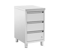Royal Catering RCCD-3S - Armario de trabajo 50 x 60 cm de acero inoxidable con 3 cajones, altura regulable, acero inoxidable