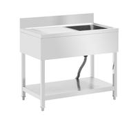 Royal Catering RCGS-1B100D6 - Fregadero de acero inoxidable, Lavabo de pie (400 x 400 x 250 mm)