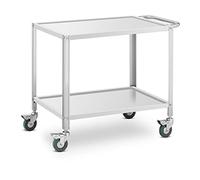 Royal Catering RCGW 12 Carro de servir 2 bordes, 80 x 57 x 3,5 cm, 100 kg, 53 cm de distancia, carro de cocina, acero inoxidable