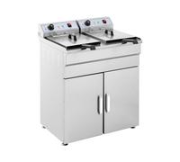 Royal Catering - RCKF-16D - Freidora eléctrica doble de 2 x 16 litros - con armario - 100% acero inoxidable - 2 x 6000 W - 380 V
