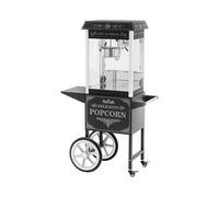 Royal Catering RCPW-16E-2F - Máquina para palomitas de maíz con carro de diseño retro (195/235 °C, 2 temperaturas, para palomitas de maíz dulces y saladas), color negro