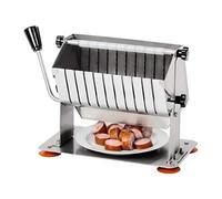 Royal Catering - RCSC-18 - Cortador profesional de salchichas - con 10 cuchillas - ancho de corte de las lonchas de 18mm - longitud máxima de corte de la salchicha de 21 cm - concebido para su uso en el ámbito profesional de la gastronomía