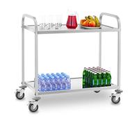 Royal Catering RCSW 3E Carro Cocina Carrito de Servicio con Ruedas (2 Estantes, Distancia entre estantes 59 cm, Capacidad 200 kg, Acero inoxidable)