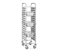 Royal Catering RCTW-16GN.1 Carro Bandejero Carrito para Bandejas (150 kg, Capacidad de Carga 16 Contenedores GN 1/1, Seguridad para los Contenedores) Acero Inox