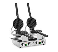 Royal Catering RCWM-2800-B - Plancha para gofres de burbujas, 2 x 1400 W, 50-250 °C, temporizador: 0-5 min waflera waflera