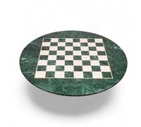 Royal Chess Mall - Tablero de ajedrez Redondo de mármol de Lujo de 24 Pulgadas - Piedra semipreciosa Verde y Blanca