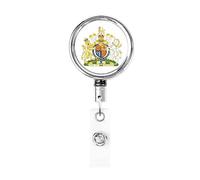 Royal Coat of Arms of The United Kingdom Heavy Duty Metal Badge Holder Carrete, retráctil Badge Holder con clip para cinturón para clave Nombre Tarjeta Titular Empleado Profesor 1