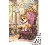 Royal Corgi Throne Puzzle 1000 Piezas, Rompecabezas para Adultos, Rompecabezas Imposable, Rompecabezas Juego De Habilidad para Toda La Familia, Rompecabezas para Adultos, Rompecabezas 70x50cm/1000pcs