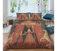 Royal court scene Funda de Edredón Microfibra 3 Piezas Compuesto Impresión 3D Cierre de Royal court escena Funda Edredon Fundas de Almohada Antibacteriana Antialérgica for familia Single（135x200cm）