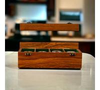 Royal Craft Expertise Caja de reloj de 4 compartimentos para hombre: vitrina de lujo de palisandro indio para relojes y joyas, organizador de madera hecho a mano para relojes de hombre.