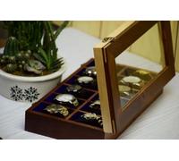 Royal Craft Expertise Caja de relojes para hombre de palisandro indio - 12 compartimentos con tapa abatible - Madera maciza color marrón oscuro