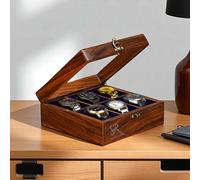 Royal Craft Expertise 'Vitrina de reloj vintage superior de palisandro para hombre, organizador grande de lujo para hombres con 6 ranuras divididas (SIX ROOM)