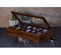 Royal Craft Expertise 'Vitrina de reloj vintage superior de palisandro para hombre, organizador grande de lujo para hombres con 8 ranuras divididas (12 ROOM)