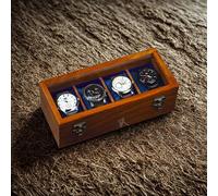 Royal Craft Expertise 'Vitrina de reloj vintage superior de palisandro para hombre, organizador grande de lujo para hombres con 8 ranuras divididas (FOUR ROOM)
